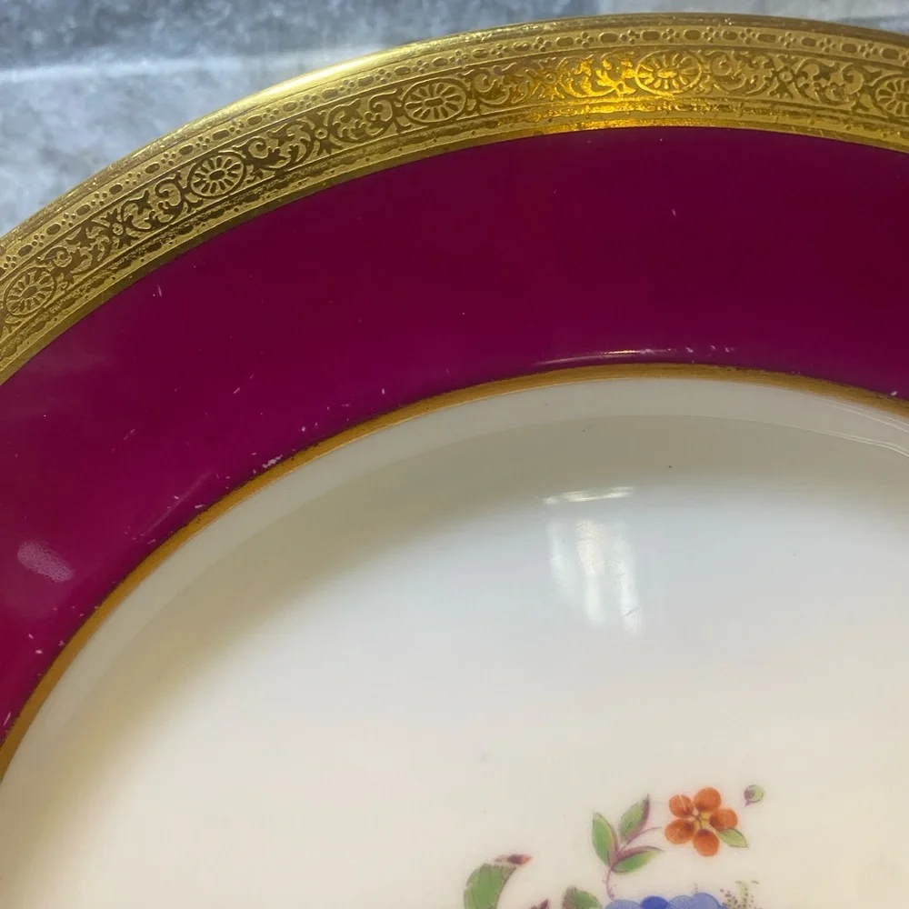 Vintage Paragon Fuchsia And Rose Pattern With Gold‎ Trim dinner Plates (6)